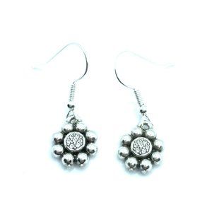 Brighton Meridian Petite Flowers Crystal Centers Custom Silver Earrings